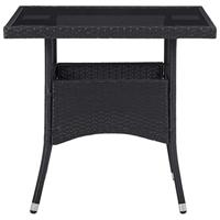 Tuintafel poly rattan en glas zwart - thumbnail