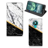 Nokia 3.4 | Standcase | Marmer Wit Zwart - Origineel Cadeau Man - thumbnail