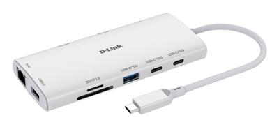 D-Link DUP-A01 USB-C (USB 3.2 Gen 1) multiport hub Met USB-C stekker, USB-C PD laadaansluiting Wit