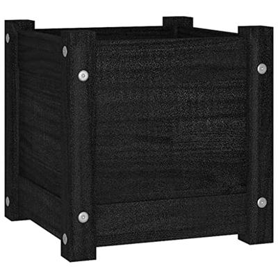 VidaXL Plantenbakken 2 st 31x31x31 cm massief grenenhout zwart