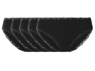 esmara Set van 5 geribde dames onderbroeken (Zwart, M (40/42))