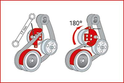 KS Tools 150.3180 Set speciaal gereedschap voor de elastische riem en de multi-V-riem, 11-delig
