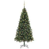 VidaXL Kunstkerstboom met verlichting en kerstballen 210 cm groen - thumbnail