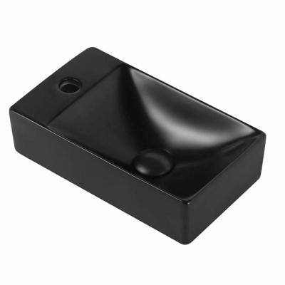 Fontein BWS Mini 37.5x22x10 cm Mat Zwart (kraangat links) Fontein BWS Mini 37.5x22x10 cm Mat Zwart (kraangat links)