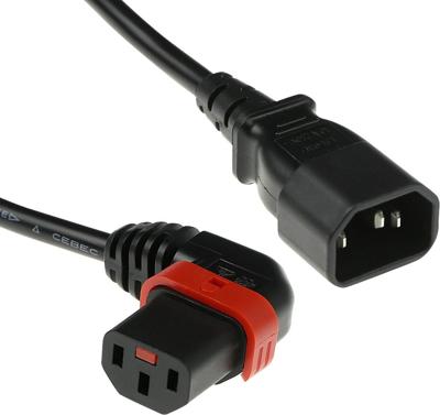 ACT AK5271 230V Stroomkabel C14/C13 (Haaks Links) Lockable Zwart - 2 meter