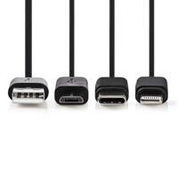 Nedis ccgp60620bk10 3-in-1 sync and charge-kabel usb-a male - micro b male / type-c male / apple lightning 8-pins male 1,0 m zwart - thumbnail