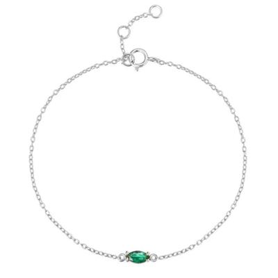Elenza Zilveren Armband met Groene Edelsteen en Minimalistisch Ontwerp