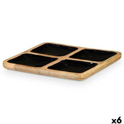 Dienblad met Vakjes GiftDecor MALI-991 B Zwart 31 x 3 x 31 cm (6 Stuks)