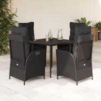 5-delige Tuinset met kussens poly rattan zwart - thumbnail