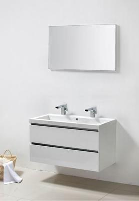 Lambini Designs Trend Line badkamermeubel hoogglans wit 100cm, 2 kraangaten Lambini Designs Trend Line badkamermeubel hoogglans wit 100cm, 2 kraangaten