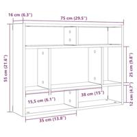 Wandschap 75x16x55 cm bewerkt hout oud houtkleurig - thumbnail