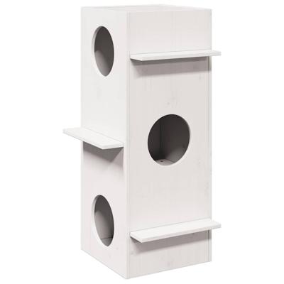 VidaXL Kattenhuis 43x43x90 cm massief grenenhout wit