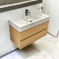 Badmeubel Casajoy Bold Onderkast 100 cm Eiken Met Wastafel Wit Casajoy - thumbnail