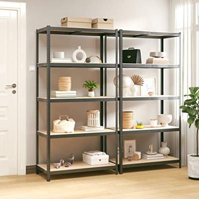 VidaXL Opbergrekken 5-laags 2 st staal & bewerkt hout antracietkleurig VidaXL Opbergrekken 5-laags 2 st staal & bewerkt hout antracietkleurig
