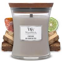 WoodWick Geurkaars Mini Fireside - 8 cm / ø 7 cm - Geurkaars in Glas - Houten Lont - thumbnail