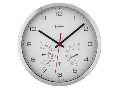 LIVARNO home Wandklok met thermometer en hygrometer (Zilver/zwart)