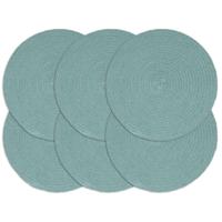 Placemats 6 st rond 38 cm katoen effen groen - thumbnail