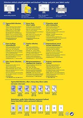 Avery ultra-sterke zilverkleurige etiketten ft 96 x 50,8 mm (b x h), 200 stuks, 10 per blad Avery ultra-sterke zilverkleurige etiketten ft 96 x 50,8 mm (b x h), 200 stuks, 10 per blad