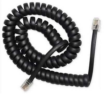 Telefoon spiraalkabel 4P4C/RJ10 zwart 2 meter Telefoon spiraalkabel 4P4C/RJ10 zwart 2 meter