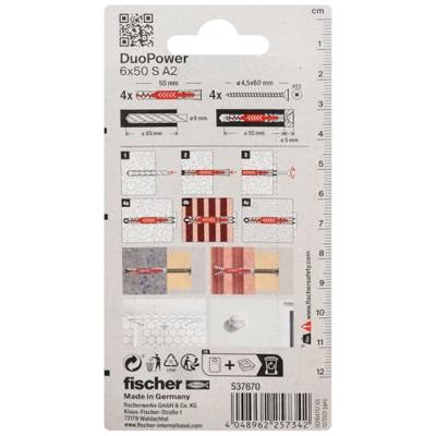 Fischer 537670 DuoPower 6 x 50 S A2 K NV Deuvelset 50 mm 6 mm 1 set(s)
