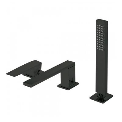 Badrand Mengkraan Tres Slim met Handdouche 18x6.2 cm Vierkant Mat Zwart Tres Badrand Mengkraan Tres Slim met Handdouche 18x6.2 cm Vierkant Mat Zwart Tres