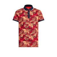 WE Fashion polo met contrastbies rood/lichtgeel/donkerblauw - thumbnail