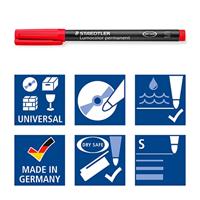 Staedtler Lumocoler 313, OHP-marker, permanent, 0,4 mm, etui van 4 stuks in geassorteerde kleuren - thumbnail