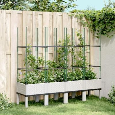 VidaXL Plantenbak met latwerk 160x40x142,5 cm polypropeen wit VidaXL Plantenbak met latwerk 160x40x142,5 cm polypropeen wit