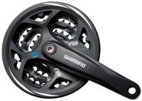 Shimano crankstel 7/8 speed altus fc-cm311 48/38/28t met kettingrand zwart - thumbnail