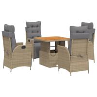5-delige Tuinset met kussens poly rattan beige - thumbnail
