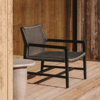 Kave Home Fauteuil 'Sabolla' Teakhout en wicker, kleur Zwart - thumbnail