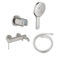 GROHE Essence New bad-/douchekraan met 3 standen handdoucheset en doucheslang supersteel SW73256/SW73279/SW472426/SW862668 - thumbnail