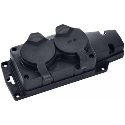 Decon Spatwaterdichte Stekkerdoos Buiten - 2 Stopcontacten - IP44 - Zwart