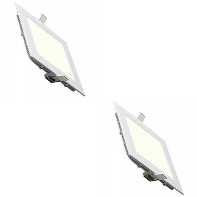 LED Downlight Vierkant 3W 2-Pack - Inbouw 4200K - Mat Wit Aluminium - 89mm
