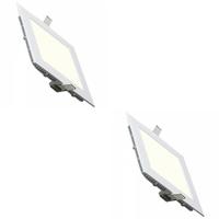 LED Downlight Vierkant 3W 2-Pack - Inbouw 4200K - Mat Wit Aluminium - 89mm - thumbnail