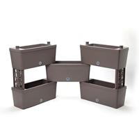 Bama Brick Koppelbare Plantenbakken 75L 59x23x27 cm 5 Stuks Antraciet - thumbnail