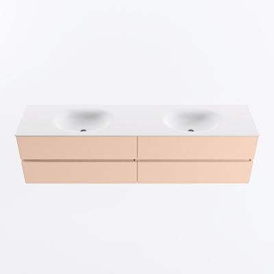 MONDIAZ VICA 190cm badmeubel onderkast Rosee 4 lades. Wastafel MOON dubbel zonder kraangat, kleur Talc.