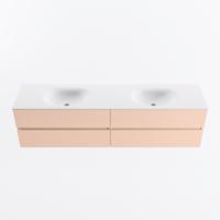 MONDIAZ VICA 190cm badmeubel onderkast Rosee 4 lades. Wastafel MOON dubbel zonder kraangat, kleur Talc. - thumbnail