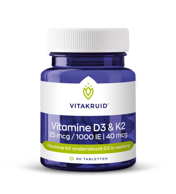 Vitakruid Vitamine D3 & K2 25mcg/1000IE/40mcg Tabletten