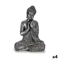 Decoratieve figuren Boeddha Zittend Zilverkleurig 22 x 33 x 18 cm (4 Stuks) - thumbnail