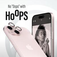 PanzerGlass™ Hoops camera lensbeschermer voor Apple iPhone 15 | 15 Plus - bescherming met stijl, schokbestendig glas, roze - thumbnail