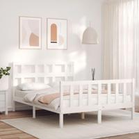 Bedframe zonder matras massief grenenhout wit 140x200 cm - thumbnail