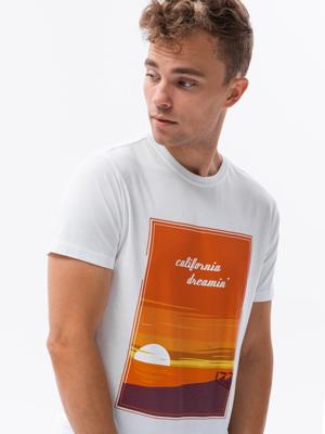Heren t-shirt met opdruk S1434 V-1A- wit, maat XXL Heren t-shirt met opdruk S1434 V-1A- wit, maat XXL