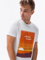 Heren t-shirt met opdruk S1434 V-1A- wit, maat XXL - thumbnail