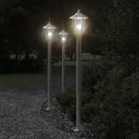 VidaXL Vloerlamp voor buiten 3 st 120 cm roestvrijstaal zilverkleurig - thumbnail