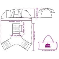 Tent 12-persoons 840x720x200 cm 185T taft grijs en oranje - thumbnail