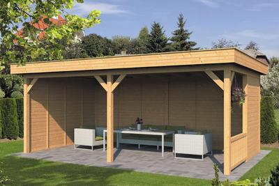 Tuindeco Oslo XL Overkapping type 3 678x430 cm Lariks/Douglashout blank- Plat dak- Onbehandeld lariks Douglas hout- Tuindeco