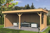 Tuindeco Oslo XL Overkapping type 3 678x430 cm Lariks/Douglashout blank- Plat dak- Onbehandeld lariks Douglas hout- Tuindeco - thumbnail