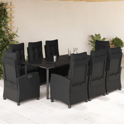 9-delige Tuinset poly rattan zwart