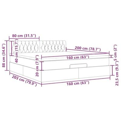 Ottoman bed met matras 160x200cm stof zwart